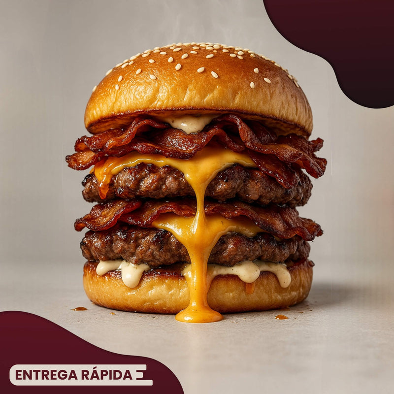 Smash duplo
🍔
|Pão, maionese especial, 2 smashburguer ,cheddar e bacon em dobro|